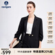 Navigare意大利小帆船七分袖西服女25春秋季新款時(shí)尚通勤西裝修身干練單西 暗夜黑 M