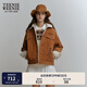 Teenie Weenie小熊女裝簡(jiǎn)約時(shí)尚冬季燈芯絨復(fù)古保暖厚短外套女裝上衣 卡其色 M (165)