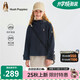 暇步士（Hush Puppies）童裝兒童外套25秋女大童簡(jiǎn)約氣質(zhì)風(fēng)衣休閑上衣 藏藍 175