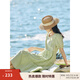 茵曼（INMAN）七七同款連衣裙2025夏女裝新款田園純棉提花方領(lǐng)A字泡泡袖蛋糕裙 淡綠色 L