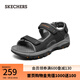 斯凱奇（Skechers）男鞋魔術(shù)貼涼鞋休閑戶外鞋簡(jiǎn)約舒適露趾沙灘鞋 黑色/BLK 41