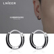 LnieerS925銀黑色滴釉莫比烏斯耳圈男養耳洞耳環(huán)潮流痞帥耳釘免摘銀耳飾 925銀扭曲耳扣【單只】