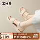 ZHR涼鞋女夏季簡(jiǎn)約配裙子女鞋魔術(shù)貼軟底休閑鞋子女 CE81 米色  39 