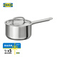 宜家（IKEA）IKEA365+帶蓋鍋煮鍋3公升5公升電磁爐烤箱可用不銹鋼湯鍋 長柄帶蓋鍋不銹鋼（1人食） 17cm 2L
