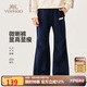 英氏（YEEHOO）女童喇叭褲兒童褲子中大童裝長(zhǎng)褲運(yùn)動(dòng)衛(wèi)褲休閑秋裝 深藍(lán)色 150