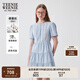 Teenie Weenie小熊白色連衣裙女2025年夏季新款氣質(zhì)少女感學(xué)院風(fēng)裙子 藍(lán)色 S
