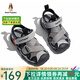 暇步士（Hush Puppies）童鞋女童涼鞋2025夏季兒童鞋男童包頭洞洞鞋戶外鏤空休閑沙灘涼鞋 HP3256灰色 29 鞋內(nèi)長18.6cm
