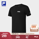 FILA 斐樂(lè)官方男子針織短袖衫2025夏季新款健身運(yùn)動(dòng)簡(jiǎn)約基礎(chǔ)白T恤 深黑-BK 3XL 190/108A/XXXL