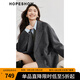 紅袖高級(jí)感毛呢大衣冬季2024新款女裝通勤翻駁領(lǐng)氣質(zhì)長(zhǎng)毛雙面呢外套 煙灰056 M