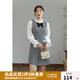 獨(dú)束大碼女裝【復(fù)古小香系列】拼接假兩件連衣裙女顯瘦胖mm秋冬新款 白色格紋 L