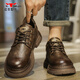 公牛世家男鞋秋季新款復古大頭工裝鞋子男士休閑皮鞋男增高耐磨低幫馬丁鞋 古棕【四季款單鞋】GN125102700 41 （運動(dòng)鞋碼）