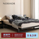 NORHOR北歐表情/日式復(fù)古簡約/素住無床頭齊邊實(shí)木雙人床/床架G A款黑色橡木/平臺款床 1800mm*2000mm框架結(jié)構(gòu)
