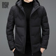 BG GLAMURB輕奢品牌外套男士羽絨服秋冬季高端可拆卸連帽高檔白鴨絨短款上裝 黑色 L 175