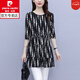 皮爾卡丹（pierre cardin）女t恤2025早春新款裝時(shí)尚短袖寬松中長(zhǎng)款上衣漂亮洋氣小衫 黑色 XL 建議115-130斤