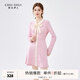 秋水伊人甜美小香風(fēng)連衣裙冬季新款女蝴蝶結(jié)優(yōu)雅減齡內(nèi)搭裙子 粉紅 L