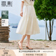 香影白色半身裙女裝2025夏季新款超好看高腰a字萊賽爾天絲小白裙 鷺白 M 160/84A/95-110斤