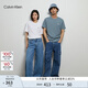 Calvin Klein Jeans夏季男女情侶中性印花休閑通勤ck純棉寬松短袖T恤J325574 PN6-霧霾藍 M