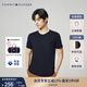 TOMMY HILFIGER【重工刺繡】夏男女平紋針織純棉潮流簽字體刺繡短袖上衣T恤 藏青色DW5 M (推薦：135-150斤)