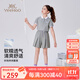 英氏（YEEHOO）女童套裝兒童衣服夏季裝時(shí)尚透氣短袖短褲兩件套運(yùn)動(dòng)童裝2025新款 氧氣學(xué)院  花灰 【涼感兩件套】 130