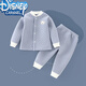 迪士尼（Disney）嬰兒套裝保暖春款外穿秋冬嬰兒衣服加厚空氣棉寶寶開(kāi)胸夾棉內衣褲 灰藍 100cm 不可開(kāi)檔