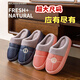 棉拖鞋男女室內外皮面防水防滑加絨厚底大碼踩屎感男女通用棉拖鞋 灰色包跟 50-51 【適合49-50腳穿】