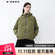sdeer圣迪奧2021冬季高領(lǐng)連帽撞色字母針織拼接不規則白鴨絨羽絨服女S21482444 暗黃綠/08 S 160