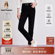 暇步士（Hush Puppies）女裝冬季彈力高腰保暖加絨黑色修身牛仔褲 188黑色 30