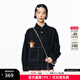 幻走（MOVEUP）2025秋季新款.FUN系列純棉小方領(lǐng)貼布繡短款襯衫女 黑色 S