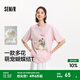 森馬（Semir）短袖t恤女中長款寬松可愛小羊印花2025夏新款狗狗印花純棉套頭衫 橡皮粉61216-可愛狗狗 XL