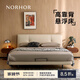 NORHOR北歐表情/包豪斯中古風(fēng)MCM泡芙全真皮高靠背齊邊懸浮平臺床G 懸浮款乳白色 1800mm*2000mm