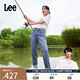 Lee【張凌赫代言】411舒適高腰小直腳藍色日常休閑女士牛仔褲潮流 淺藍色(25褲長(cháng)) 30(140-160斤可選)