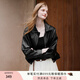 香影美拉德咖色皮衣女短款2025秋季新款復古翻領(lǐng)pu皮機車(chē)夾克外套 黑色 S