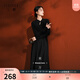 三彩【黑云翻墨】2025冬季新款小黑裙收腰連衣裙長裙盤扣C 經(jīng)典黑 L 165/88A