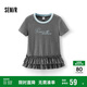森馬（Semir）短袖T恤女印花撞色修身小眾2025夏季甜美荷葉邊上衣107425100098