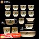 金鑲玉功夫茶具整套裝陶瓷茶壺茶杯送人禮品盒高檔羊脂玉白瓷 富貴山水