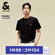 杰克·瓊斯（JACK&JONES）25年男裝T恤男夏季T恤舒適男士短袖涼感多色上衣純色水洗不易走形 黑色E40 L 180