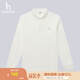 哈吉斯（HAZZYS）男裝 春秋款男上衣polo領(lǐng)純色日常長(cháng)袖T恤男ABTZE0BAE01 米黃色OW XL (180/100A 50)