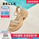 百麗（Belle）閃耀水鉆面休閑涼鞋女厚底增高涼鞋B2670BL5 杏色 39 (245mm)