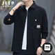 JEEP SPIRIT吉普襯衫男秋季長袖襯衣男純棉外套男工裝夾克衣服男裝