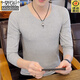 莫代爾春秋款長袖T恤男士純棉無痕薄款貼身打底衫全棉低領(lǐng)修身內(nèi)搭上衣 1503(圓)灰色 XL 115-130斤