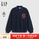 Gap男女裝2025秋季新款大G字母仿羊羔絨寬松夾克開衫衛(wèi)衣787408 海軍藍(lán) L (175/96A)亞洲尺碼