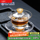SUSHI CERAMICS蓋碗輕奢水晶玻璃三才蓋碗金箔茶碗功夫茶具150ml  ROLANDO系列