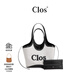 CLOSVastote系列牛皮拼接帆布托特包小眾設計大容量上班通勤包 帆布黑 大包