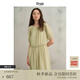 旅途原品ltyp 手工捏褶寬松連衣裙 文藝優(yōu)雅收腰a字長(cháng)裙女高級感 垂柳綠 M