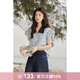 謎秀波點(diǎn)刺繡襯衫女2025夏季新款顯瘦上衣設計感獨特別致短袖襯衣女 藍色  襯衫 M