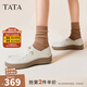 他她（TATA）QQ軟糖英倫單鞋女真皮厚底牛津鞋小皮鞋豆豆鞋新7A421CM4 7A421CM4米白（踩跟款-寬版） 38