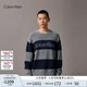Calvin KleinJeans25秋冬新款男士羊毛混紡ck條紋提花打底針織衫毛衣4RD397G P7E-藍灰條紋 L