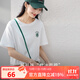 熙世界（sllsky）熙世界短袖女t恤夏2025新款休閑寬松圓領(lǐng)花卉刺繡正肩體恤上衣 流沙白 XL