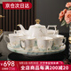 言則骨瓷可旋轉(zhuǎn)水具茶具茶壺茶杯套裝開業(yè)喬遷送禮輕奢高檔禮盒 【骨瓷】墨葉白荷套裝-木質(zhì)禮盒