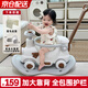 ANGI BABY兒童搖搖馬木馬1-3歲寶寶生日禮物玩具木馬三合一帶護(hù)欄兒童搖馬 卡其灰【大靠背+全包圍護(hù)欄+坐墊+搖搖馬】 兒童玩具多功能搖搖車寶寶周歲生日新年禮物
